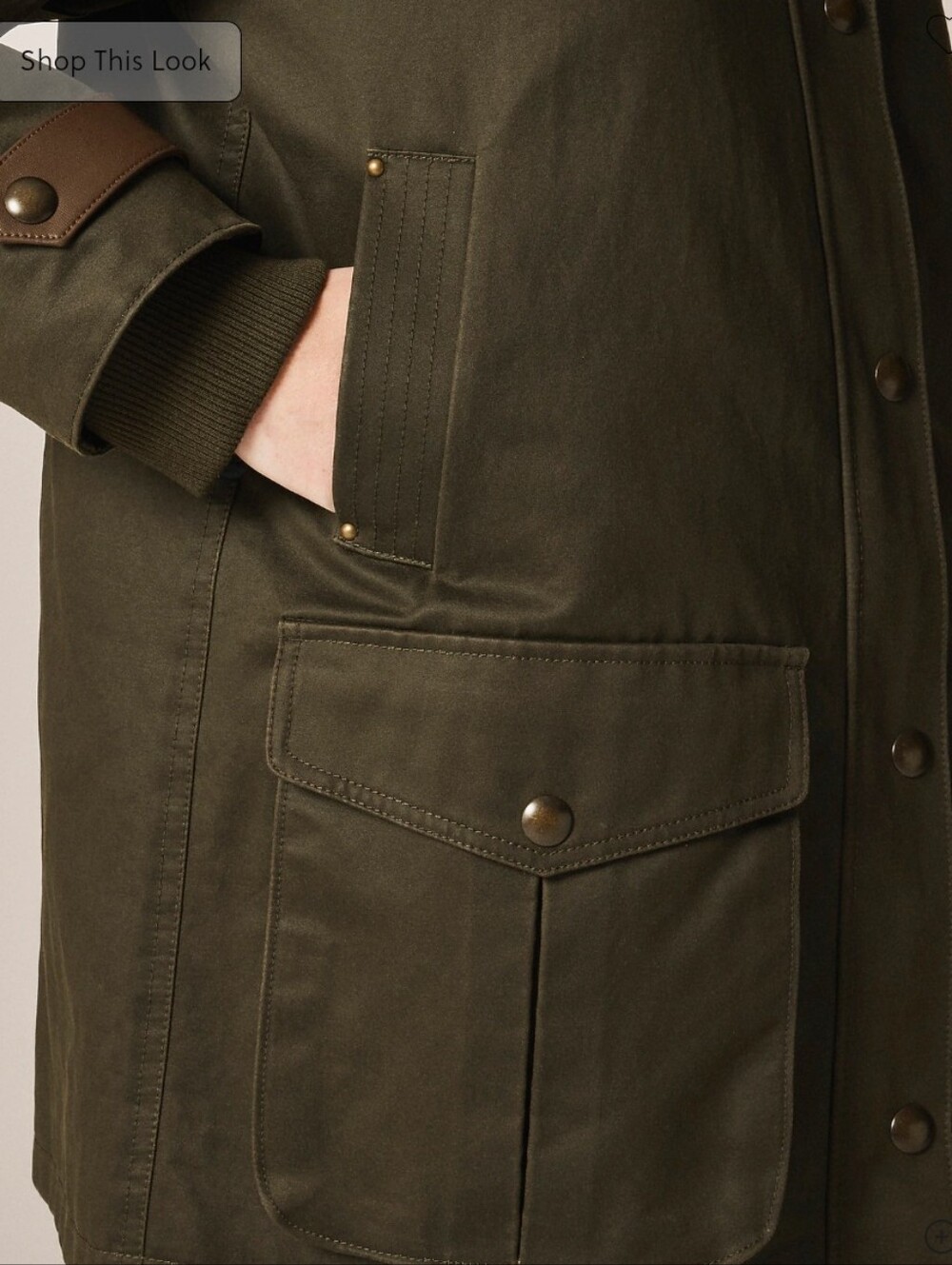 J Crew Broken-in Barn Jacket™ with faux-leather collar CP629 Size M NWT - Picture 4 of 11